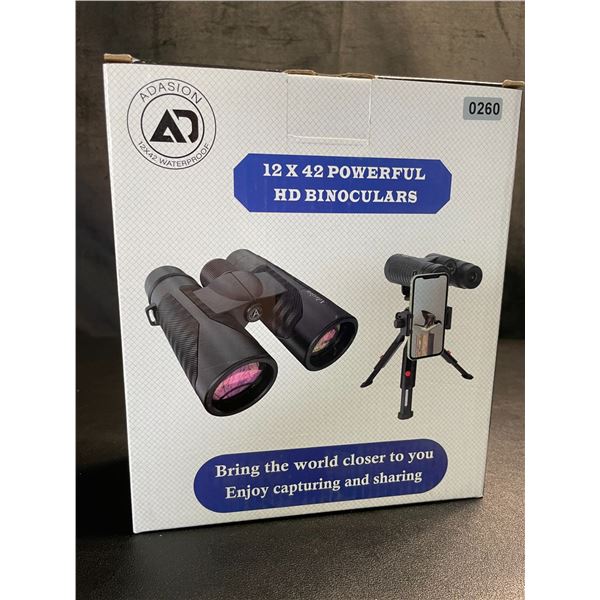 Lot of 1 Pair of Adasion 12x42 Powerful HD Binoculars - Brand New!
