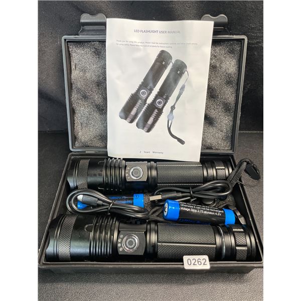 Lot of 2 PowerStyle LED Super Bright Rechargeable Tactical Flashlights - BRAND NEW!