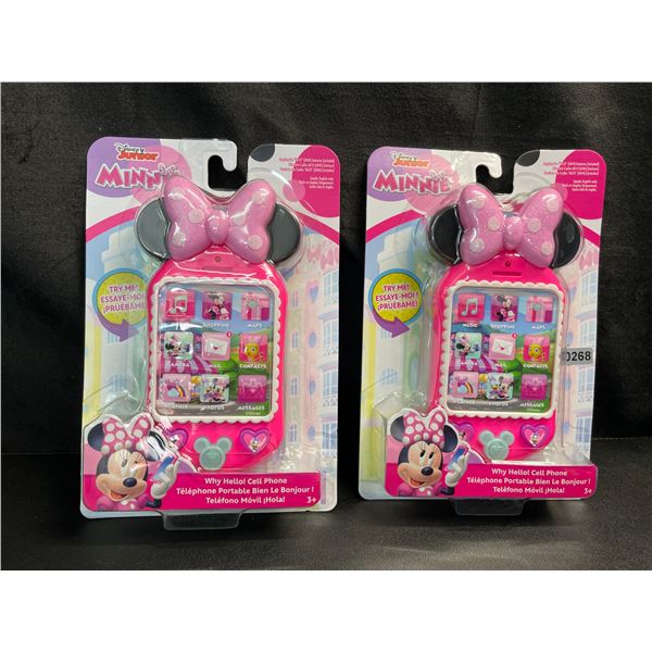 Lot of 2 Disney Junior Minnie Mouse Cell Phone Toys - Lights Up, Sings, etc. - Brand New!