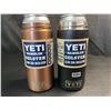 Image 1 : Lot of 2 YETI Rambler Colster Slim Can Insulator *Missing Top Rings - See Description - Gold/Black