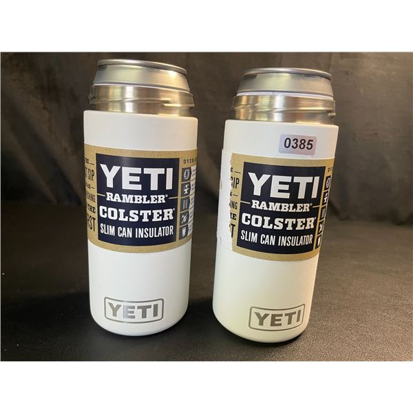 Lot of 2 YETI Rambler Colster Slim Can Insulator *Missing Top Rings - See Description - White