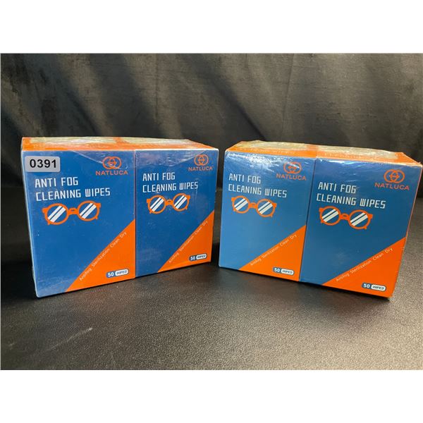 Lot of 2 Multi-Pack Boxes of Anti-Fog Cleaning Wipes - 100 Wipes Each/200 Total - New