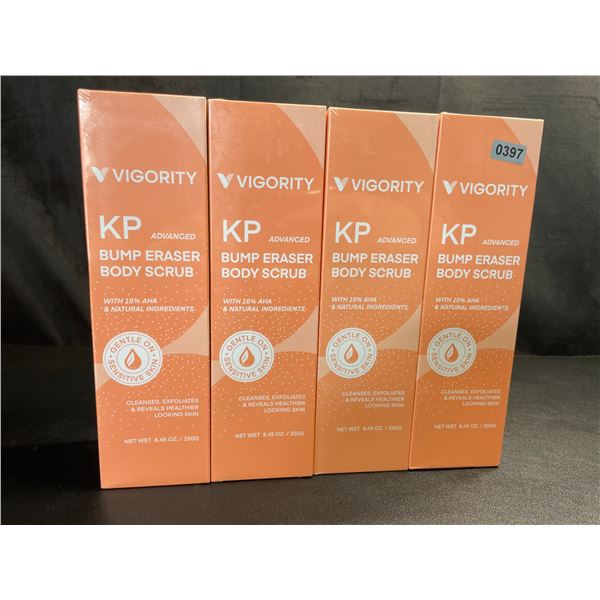 Lot of 4 Vigority KP Advanced Bump Eraser Body Scrubs - Cleanses/Exfoliates Skin - New Sealed