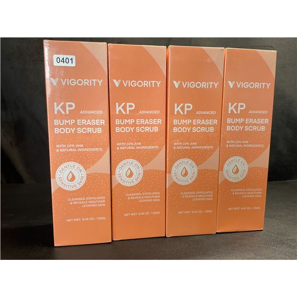 Lot of 4 Vigority KP Advanced Bump Eraser Body Scrubs - Cleanses/Exfoliates Skin - New Sealed