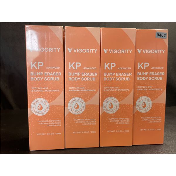 Lot of 4 Vigority KP Advanced Bump Eraser Body Scrubs - Cleanses/Exfoliates Skin - New Sealed