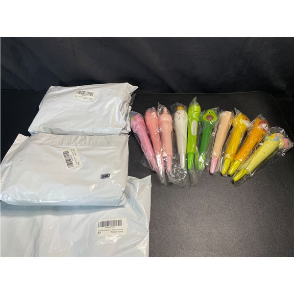 Lot of 3 Packs of Cute Squishy Kawaii Pen Covers - 10PCs each - Brand New