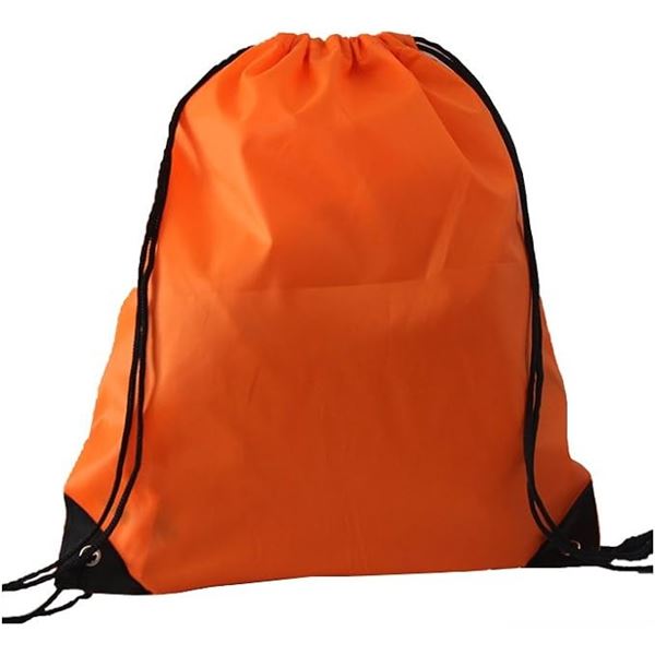 Lot of 1 Pack of Nylon Drawstring Bags/Gym Sport Bags - 10PCS - Orange - Brand New