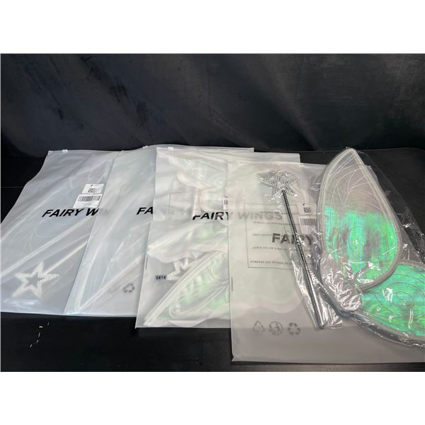 Lot of 4 Fairy Wing & Wand Dress-Up Sets for Kids - 18inch wings - New