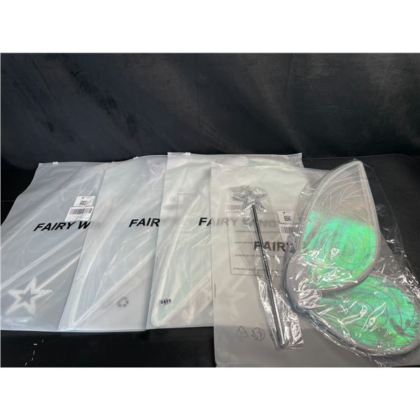 Lot of 4 Fairy Wing & Wand Dress-Up Sets for Kids - 18inch wings - New