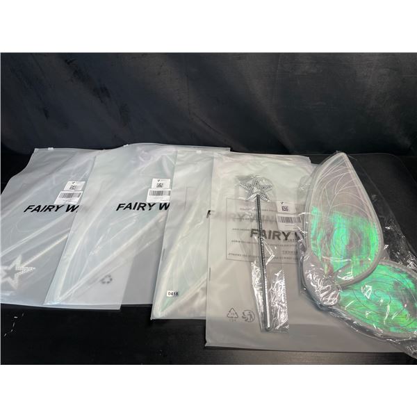 Lot of 4 Fairy Wing & Wand Dress-Up Sets for Kids - 18inch wings - New