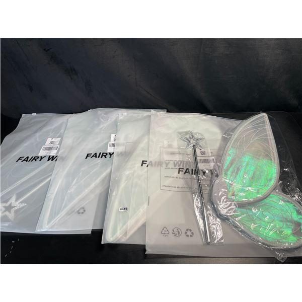 Lot of 4 Fairy Wing & Wand Dress-Up Sets for Kids - 18inch wings - New