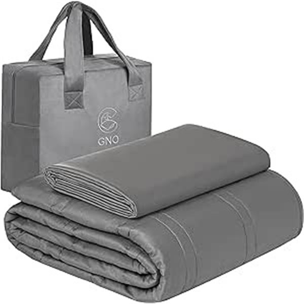 Lot of 1 GnO Premium Adult 15LB Weighted Blanket - Dark Grey w/ Bamboo Cover - Brand New