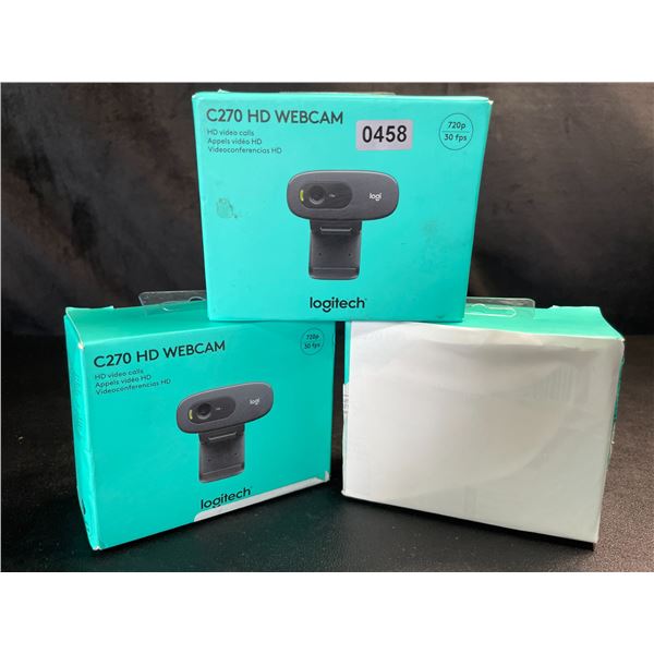 Lot of 3 Logitech C270 HD Webcams
