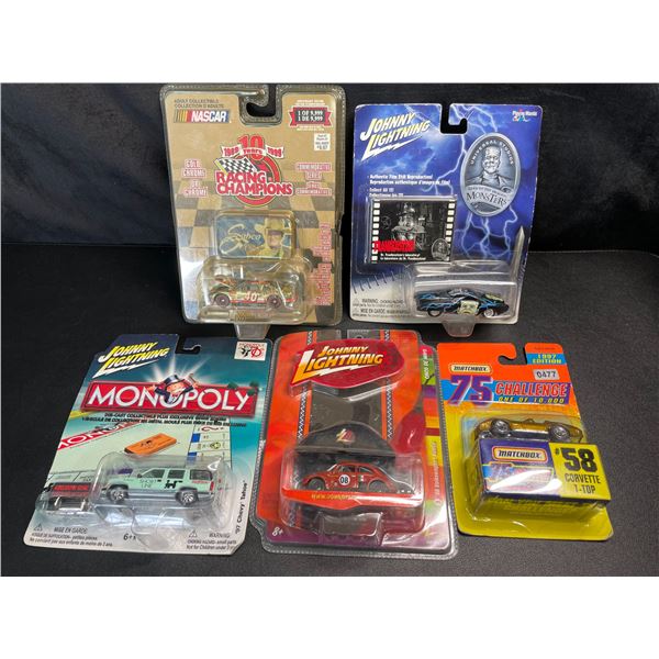 Lot of 5 Assorted Collectible Toy Cars - Johnny Lightning, Monopoly, etc.