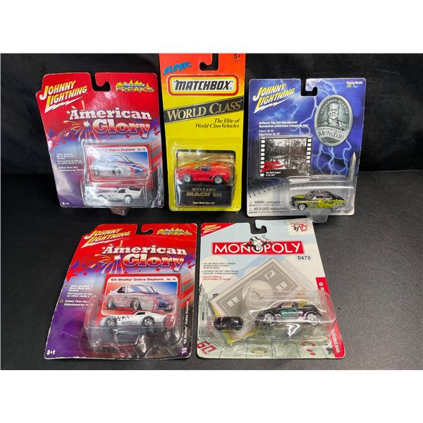 Lot of 5 Assorted Collectible Toy Cars - Johnny Lightning, Monopoly, American Glory, etc.