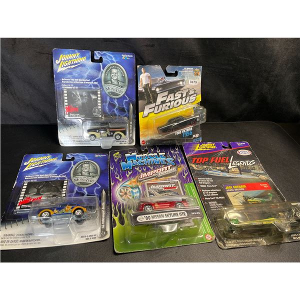 Lot of 5 Assorted Collectible Toy Cars - Johnny Lightning, Fast & Furious, etc.