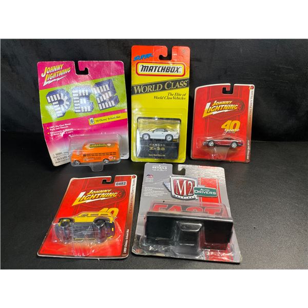 Lot of 5 Assorted Collectible Toy Cars - Johnny Lightning, PEZ, Matchbox, etc.