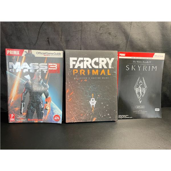 Lot of 3 Game Strategy Guide Books - Skyrim, Farcry Primal, & Mass Effect 3