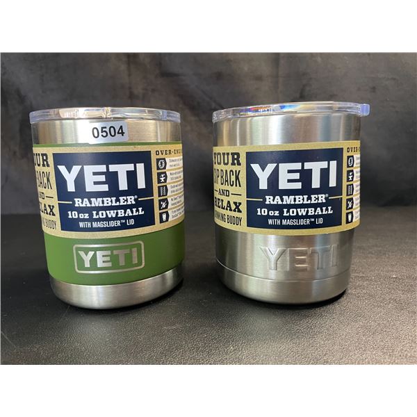 Lot of 2 YETI Rambler 10oz Lowball Mugs - New - Missing Magslider Piece *See Description