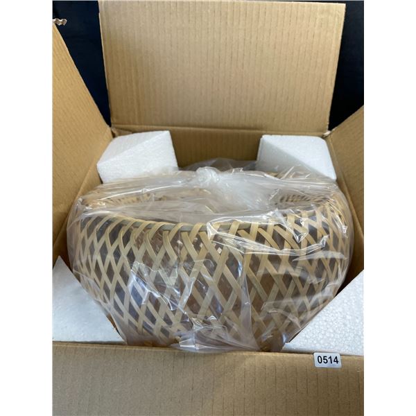 Lot of 1 Bamboo Wicker Rattan Ceiling Lamp with Bulb -  Brand New