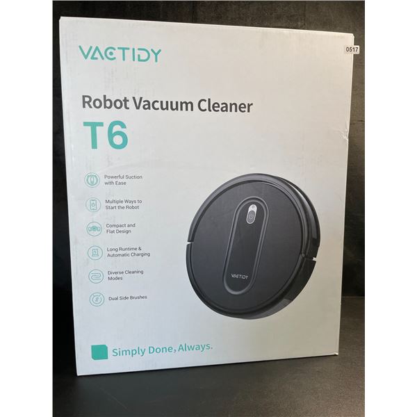 Lot of 1 VACTIDY T6 Robot Vacuum Cleaner - BRAND NEW SEALED!