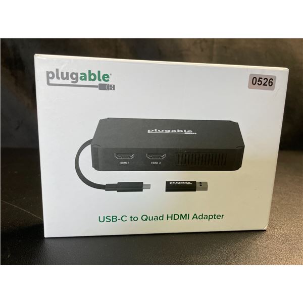 Lot of 1 Plugable USB-C to Quad HDMI Adapter