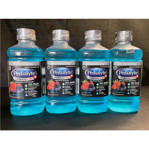 Lot of 4 Bottles of Pedialyte Advanced Care Berry Frost 1L Oral Rehydration Solutions