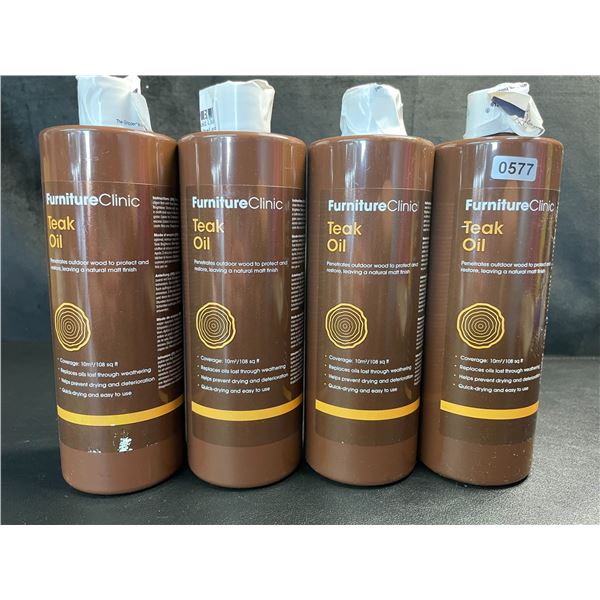 Lot of 4 Bottles of FurnitureClinic Teak Oil - Penetrates Wood To Protect/Restore - Brand New!