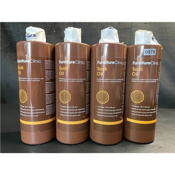 Lot of 4 Bottles of FurnitureClinic Teak Oil - Penetrates Wood To Protect/Restore - Brand New!