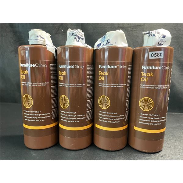 Lot of 4 Bottles of FurnitureClinic Teak Oil - Penetrates Wood To Protect/Restore - Brand New!