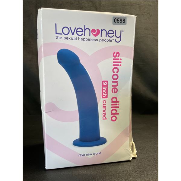 Lot of 1 Lovehoney 9-Inch Silicone Dildo/Sex Toy - Curved - Brand New