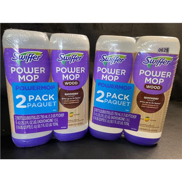 Lot of 2 Swiffer Power Mop Wood Floor Cleaner Refills - Lemon - 2 Per Pack/4 Total - Brand New!