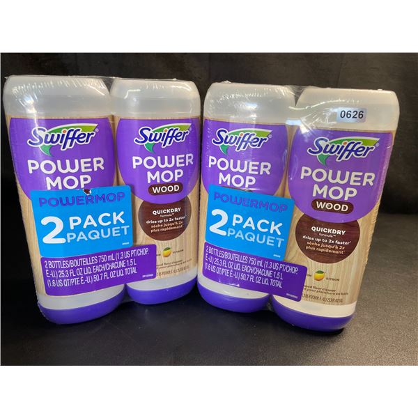 Lot of 2 Swiffer Power Mop Wood Floor Cleaner Refills - Lemon - 2 Per Pack/4 Total - Brand New!