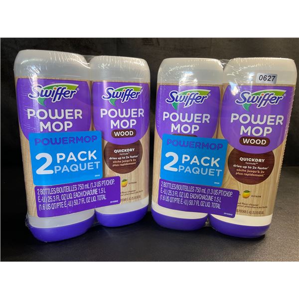 Lot of 2 Swiffer Power Mop Wood Floor Cleaner Refills - Lemon - 2 Per Pack/4 Total - Brand New!