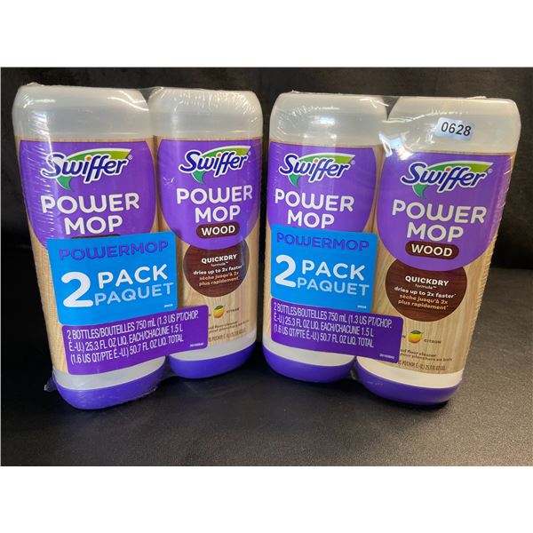 Lot of 2 Swiffer Power Mop Wood Floor Cleaner Refills - Lemon - 2 Per Pack/4 Total - Brand New!