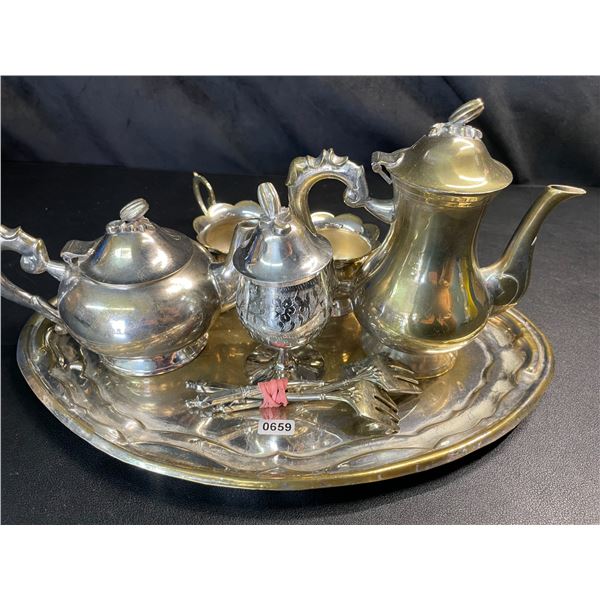 Lot of 1 Serving Tray Set/Teapot Set - Used
