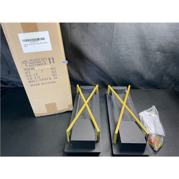 Lot of 1 Box of LED Outdoor Wall Sconce Lights - 2 Pack - With Crystal Bubble Glass - Brand New!