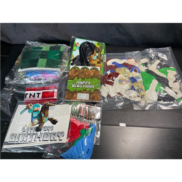 Lot of 3 Assorted Birthday Party Supply/Balloon Sets - Minecraft Theme Included! - Brand New!