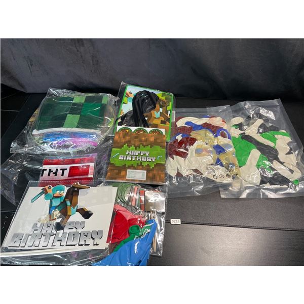 Lot of 3 Assorted Birthday Party Supply/Balloon Sets - Minecraft Theme Included! - Brand New!