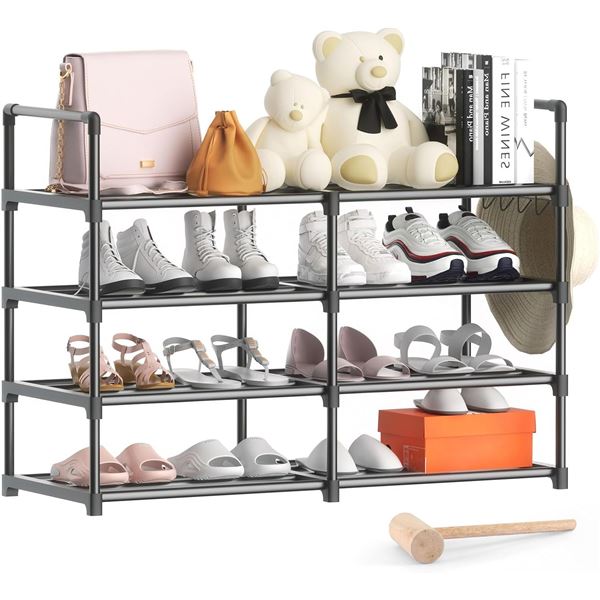 Lot of 1 Ltsunen Shoe Rack, 4 Tier Metal Shoe Storage Organizer for 16 Pair of Shoes - Brand New