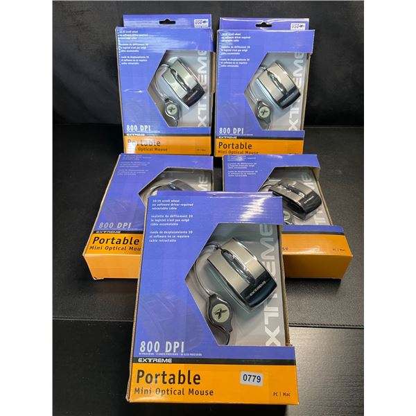 Lot of 5 Extreme Portable Mini Optical Mouse - Brand New