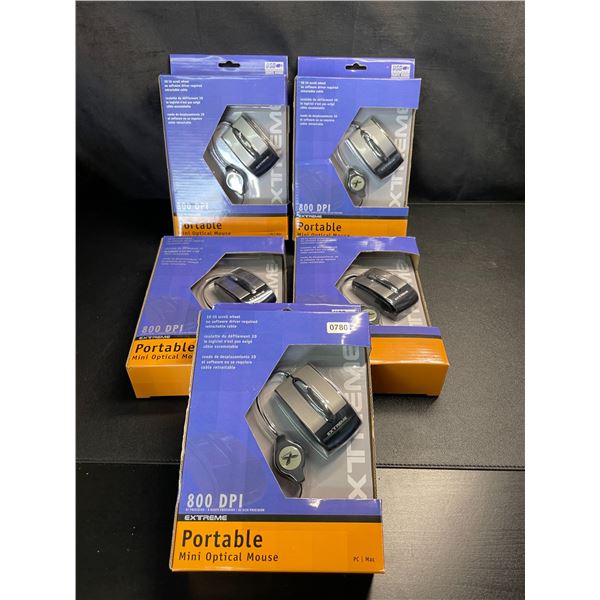 Lot of 5 Extreme Portable Mini Optical Mouse - Brand New