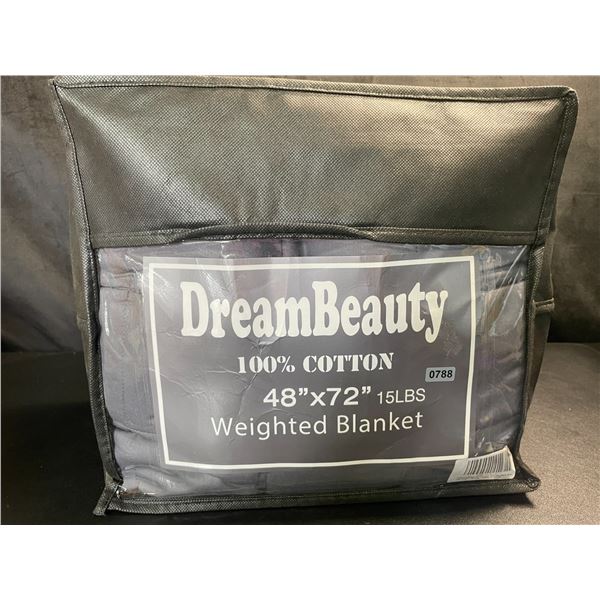 Lot of 1 Dreambeauty 100% Cotton 48x72in 15lbs Weighted Blanket for Adults - Brand New! Dark Grey