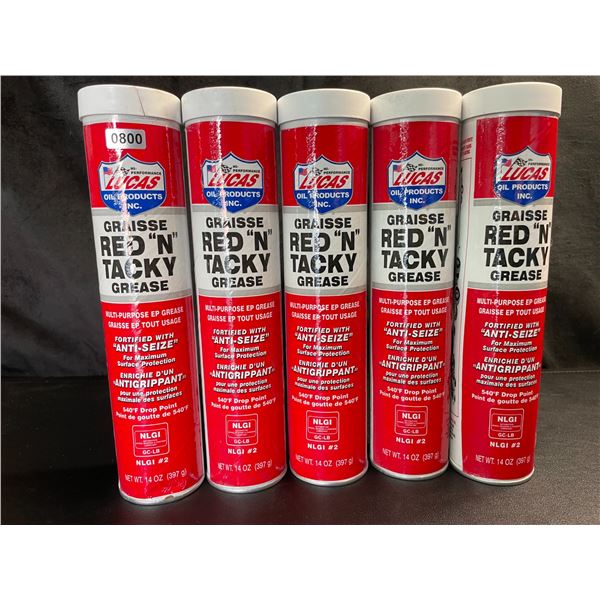 Lot of 5 Lucas Oil Red "N" Tacky Multipurpose EP Grease - Brand New!