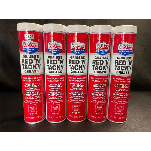 Lot of 5 Lucas Oil Red "N" Tacky Multipurpose EP Grease - Brand New!
