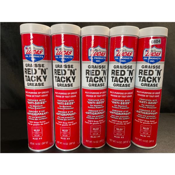 Lot of 5 Lucas Oil Red "N" Tacky Multipurpose EP Grease - Brand New!