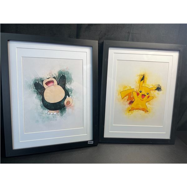 Lot of 2 Framed Pokemon Art Pieces - 12 x 15 inch Frame Size