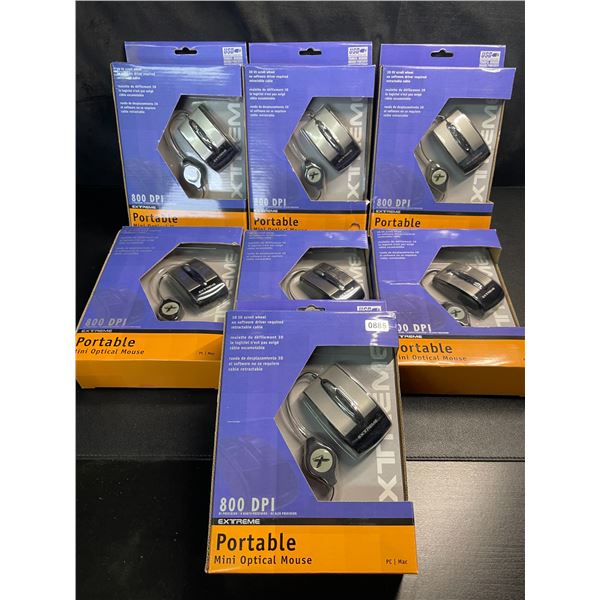 Lot of 7 Extreme Portable Mini Optical Mouse - New