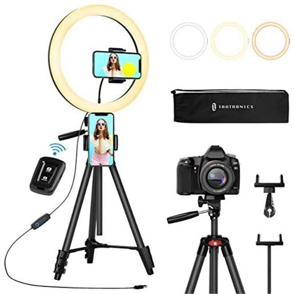 Lot of 1 Taotronics LED Selfie Video Ring Light (12in) w/ Adustable Tripod Stand - Brand New!
