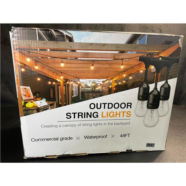 Lot of 1 Box of Outdoor Heavy-Duty String Lights - 46FT Long Length - Waterproof - Brand New!